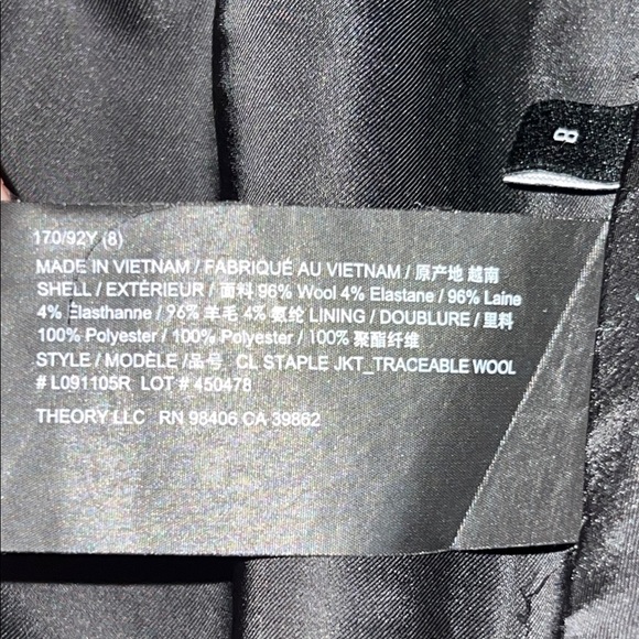 Theory CL Staple Collarless Traceable Wool Blazer Sea Blue 8 - Picture 7 of 11